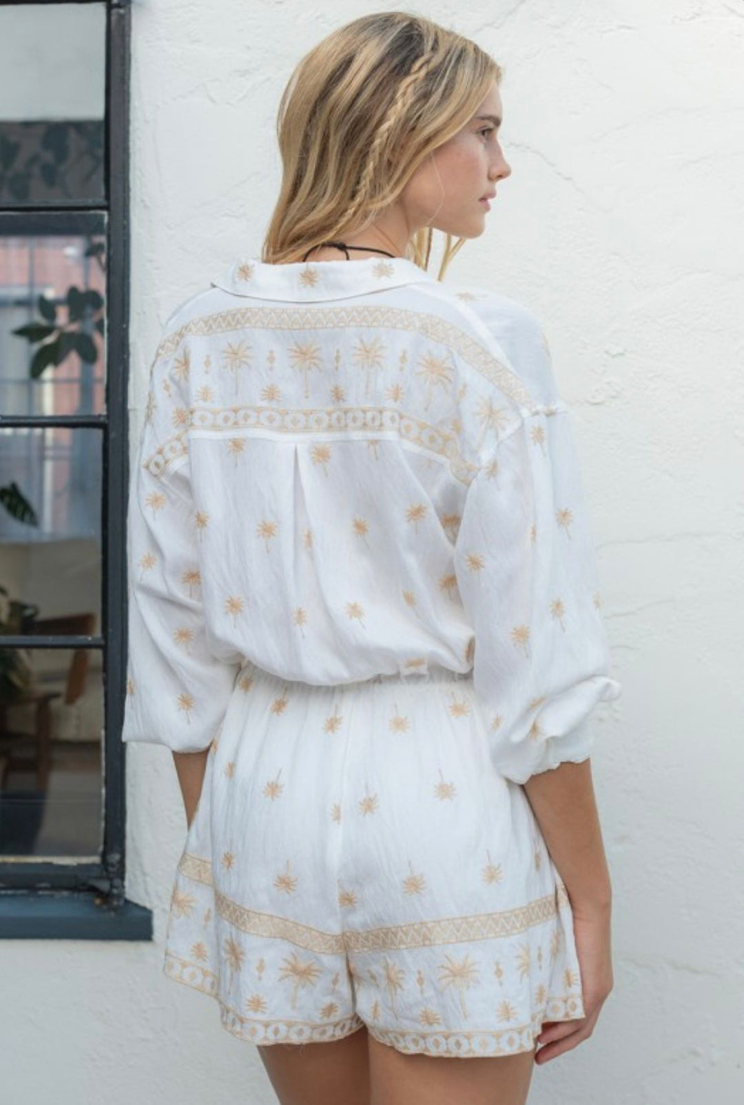 White Embroidered Romper