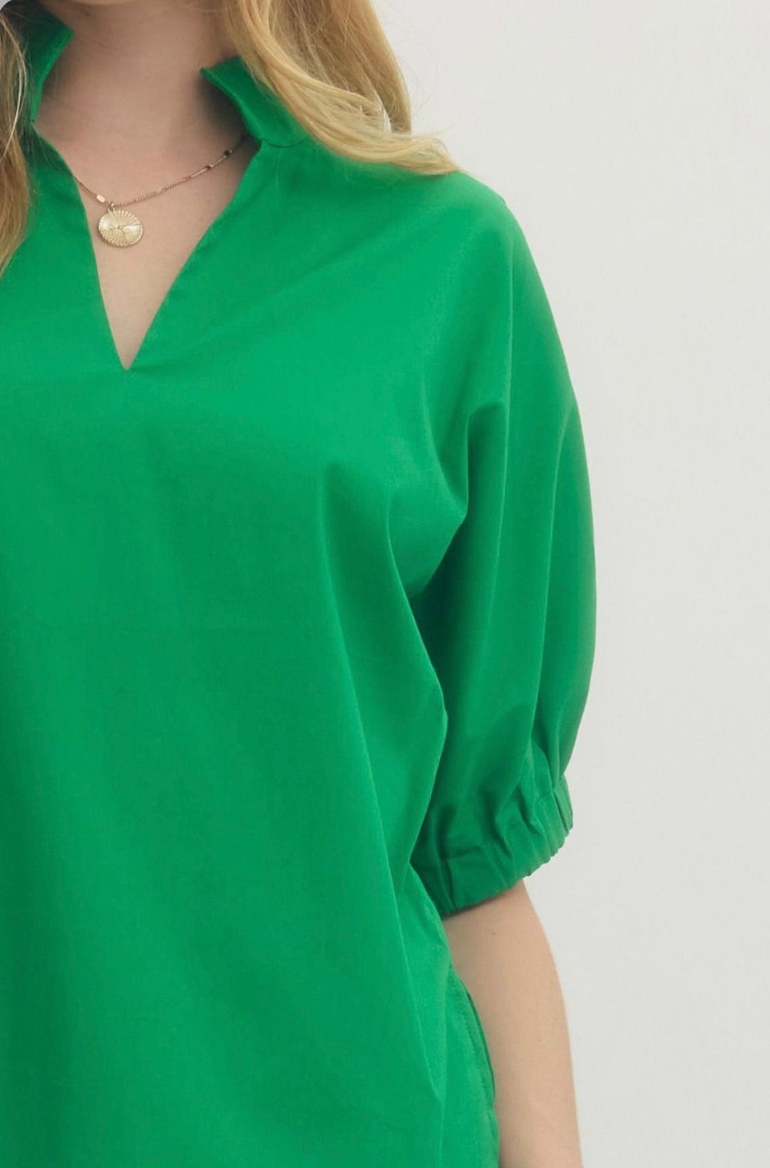Green Puff Sleeve Top