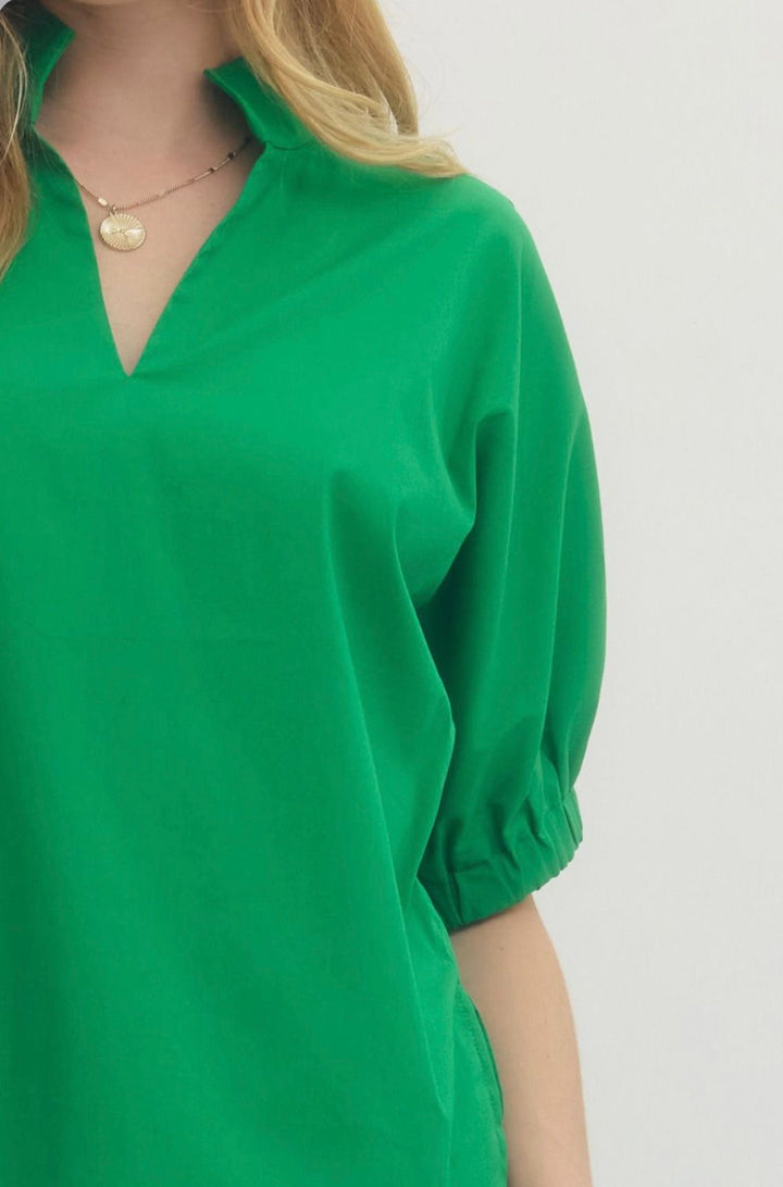 Green Puff Sleeve Top