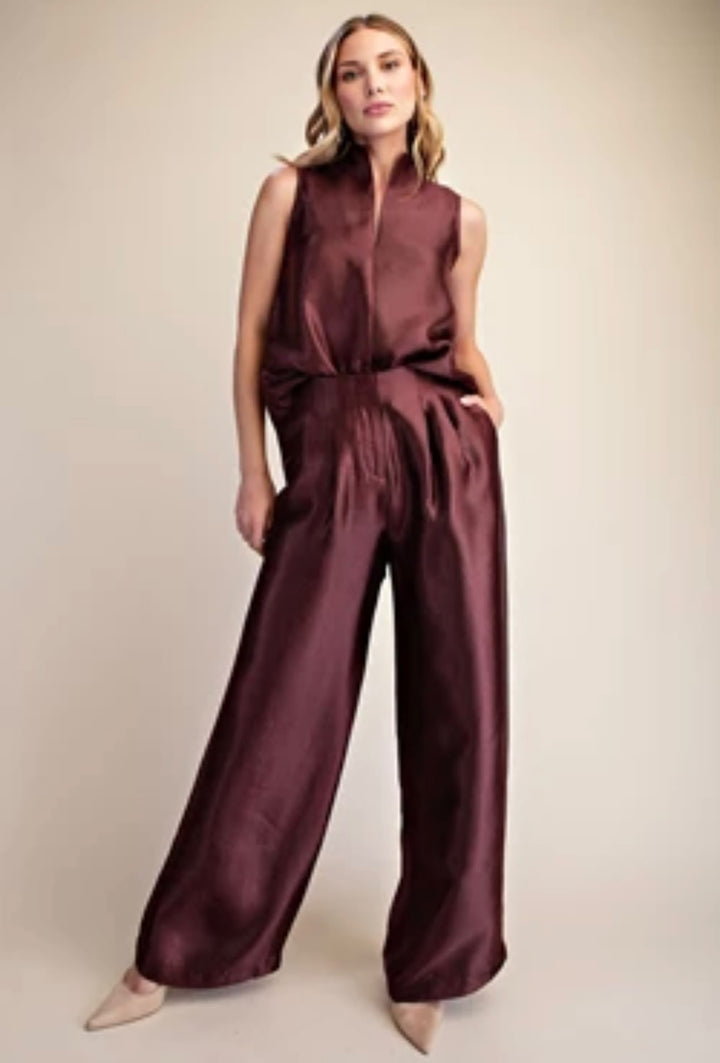 Burgundy Tank Pant Set