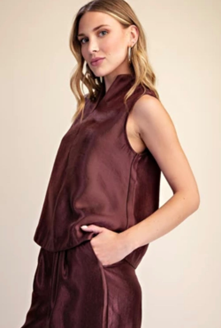 Burgundy Tank Pant Set