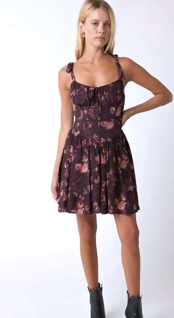 Kenzie Eggplant Floral Dress