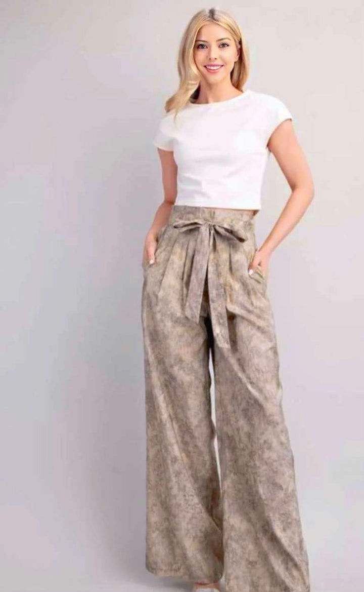 Snake Print Beige  High Waist Pants