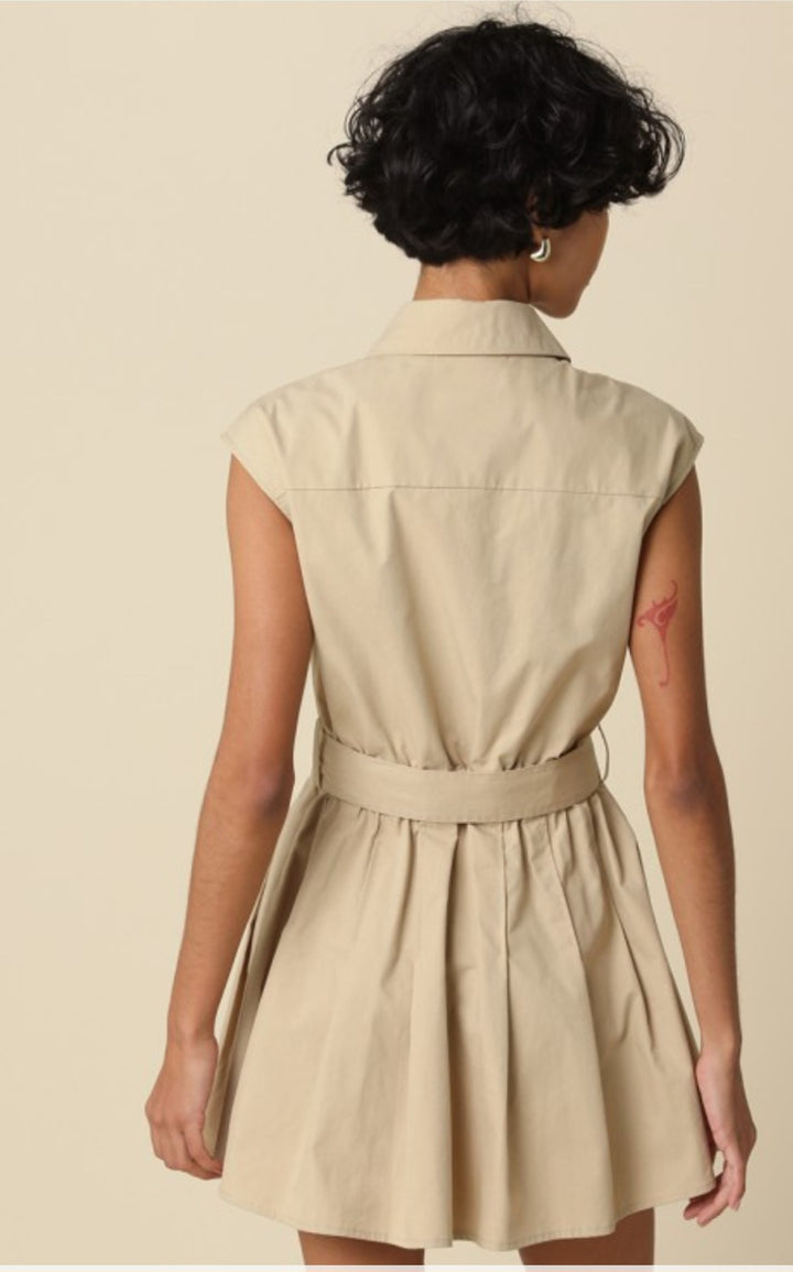 Khaki Button Betled Dress
