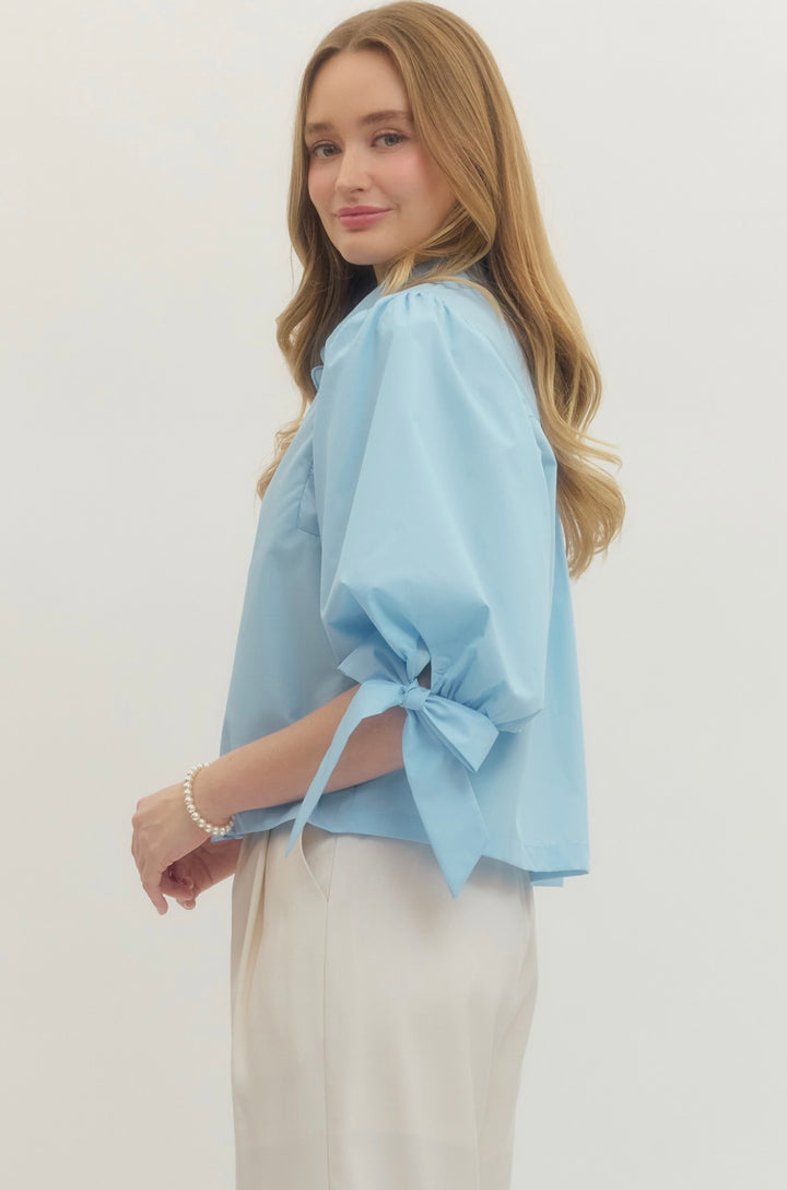 Light Blue Scallop Top