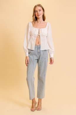 White Ribbon Tie Top