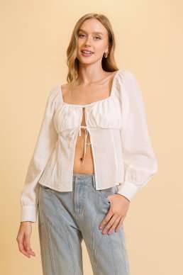 White Ribbon Tie Top