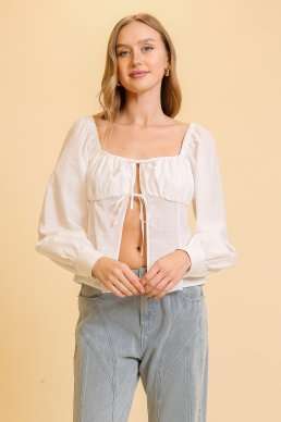 White Ribbon Tie Top