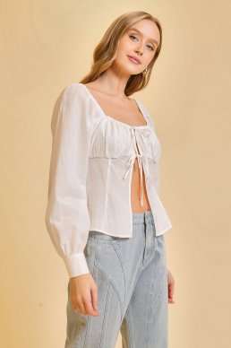 White Ribbon Tie Top