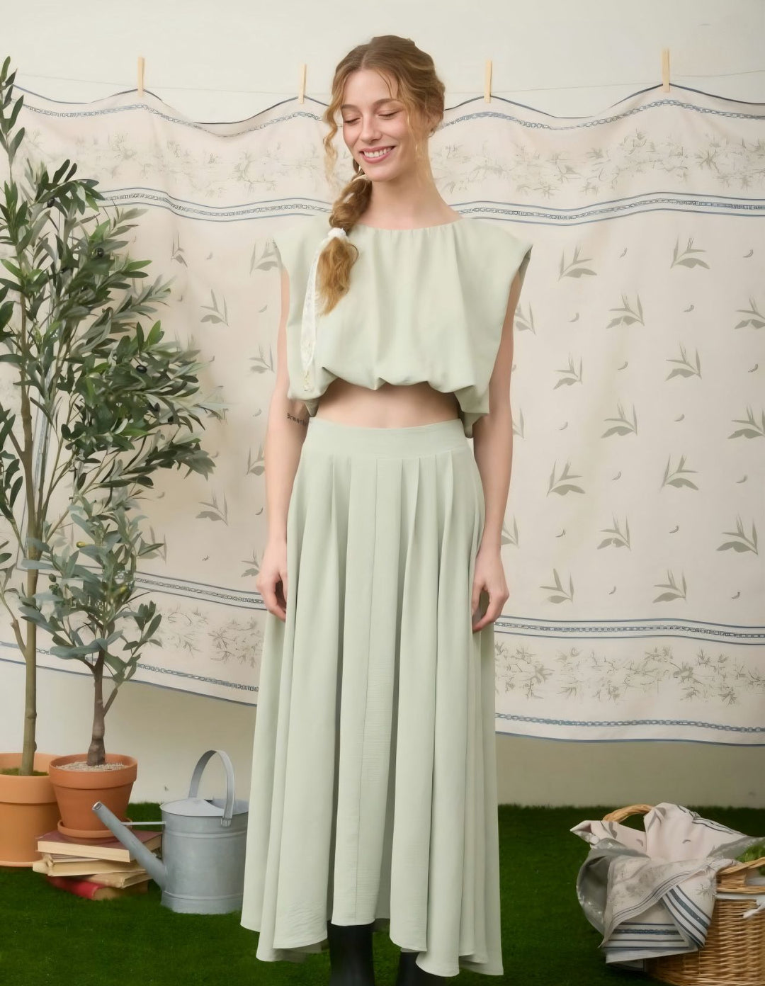Olive Skirt Set