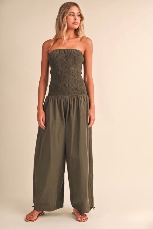 Olive Strapless Jumpsuit