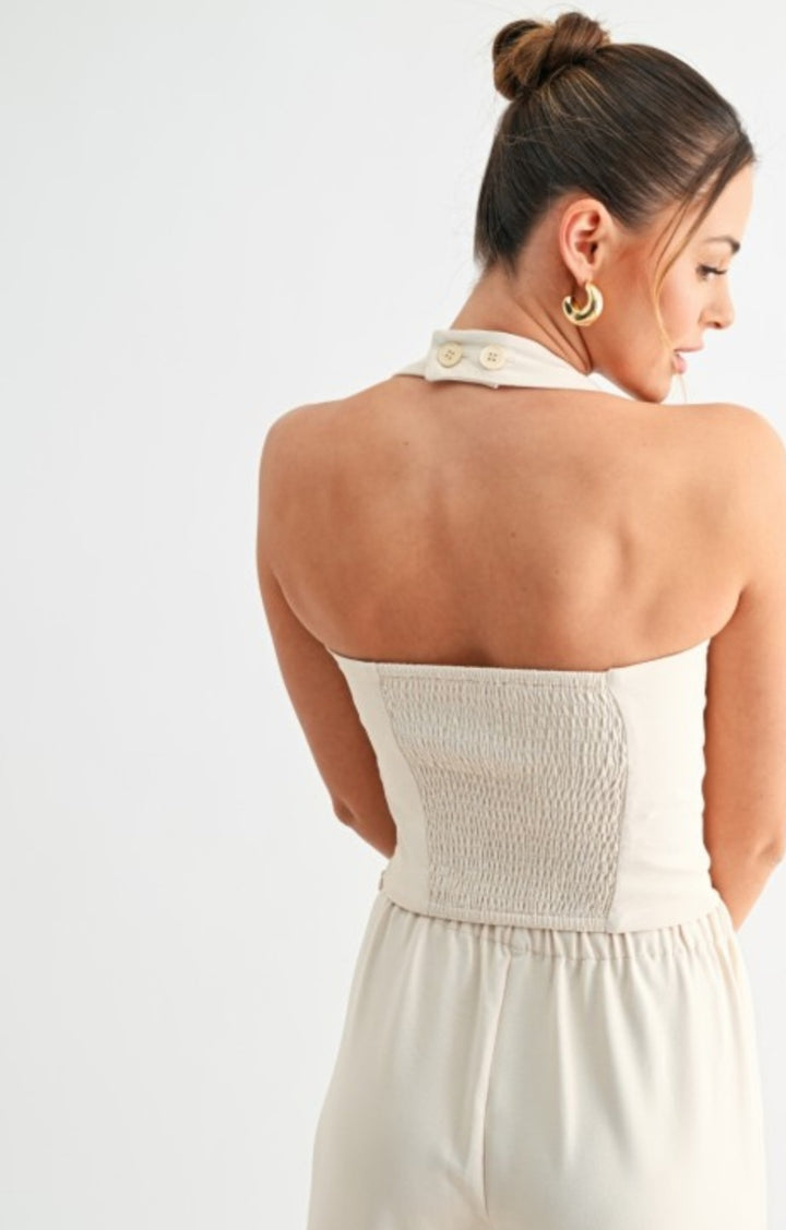 Orange Smocked Halter Top