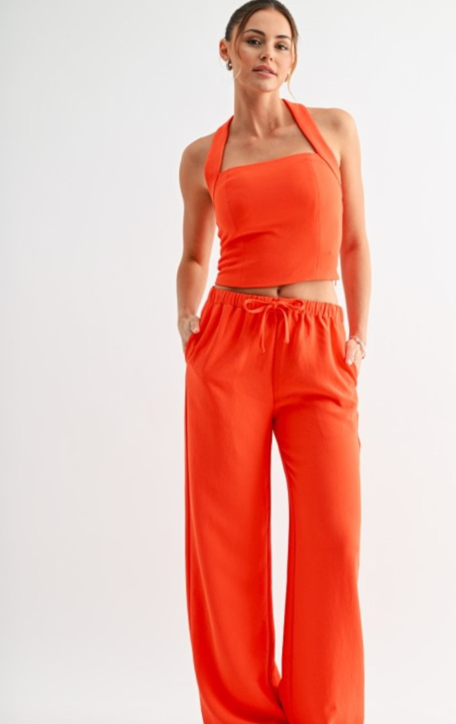 Orange Smocked Halter Top