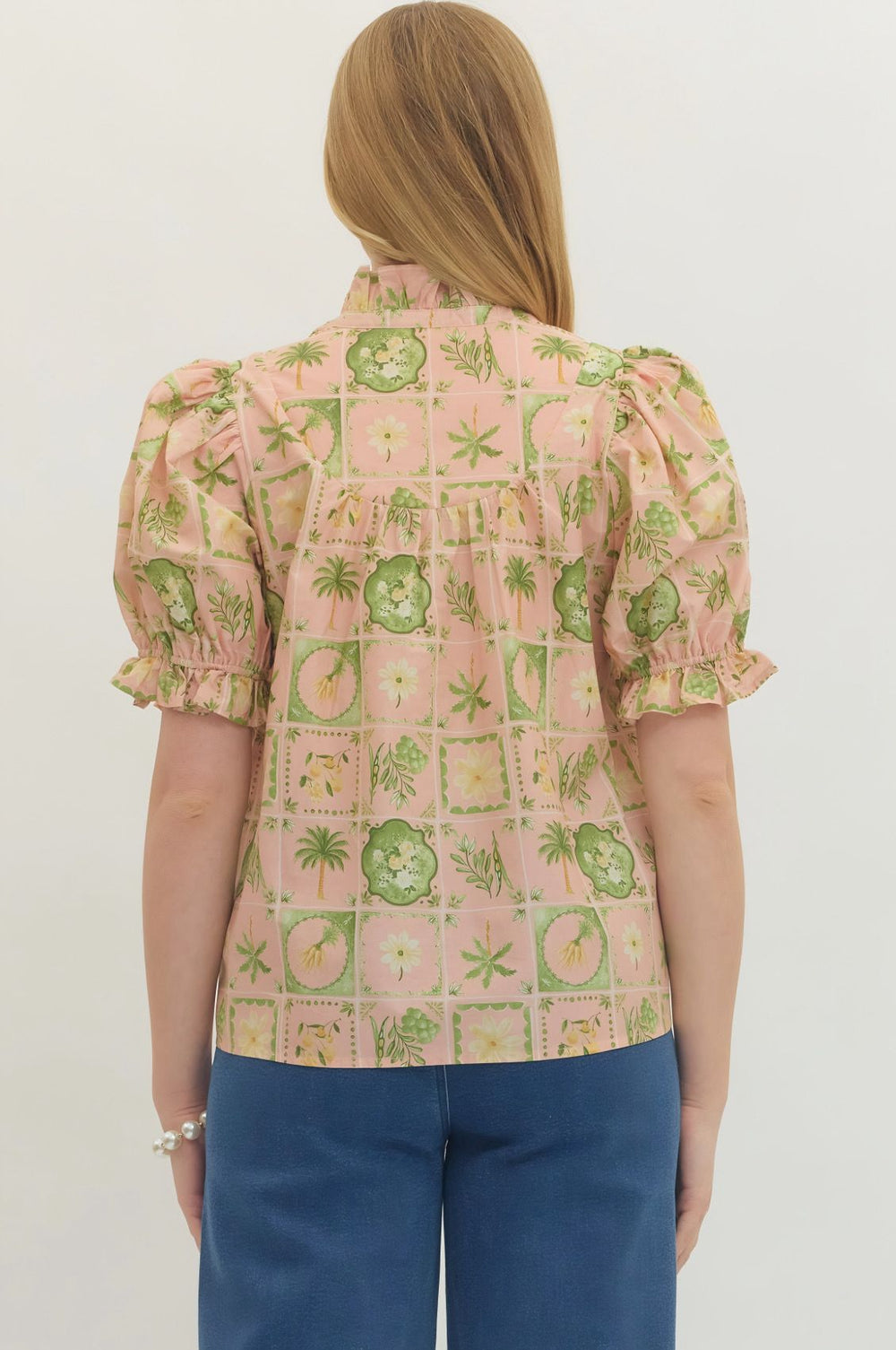 Peach Floral Print Top