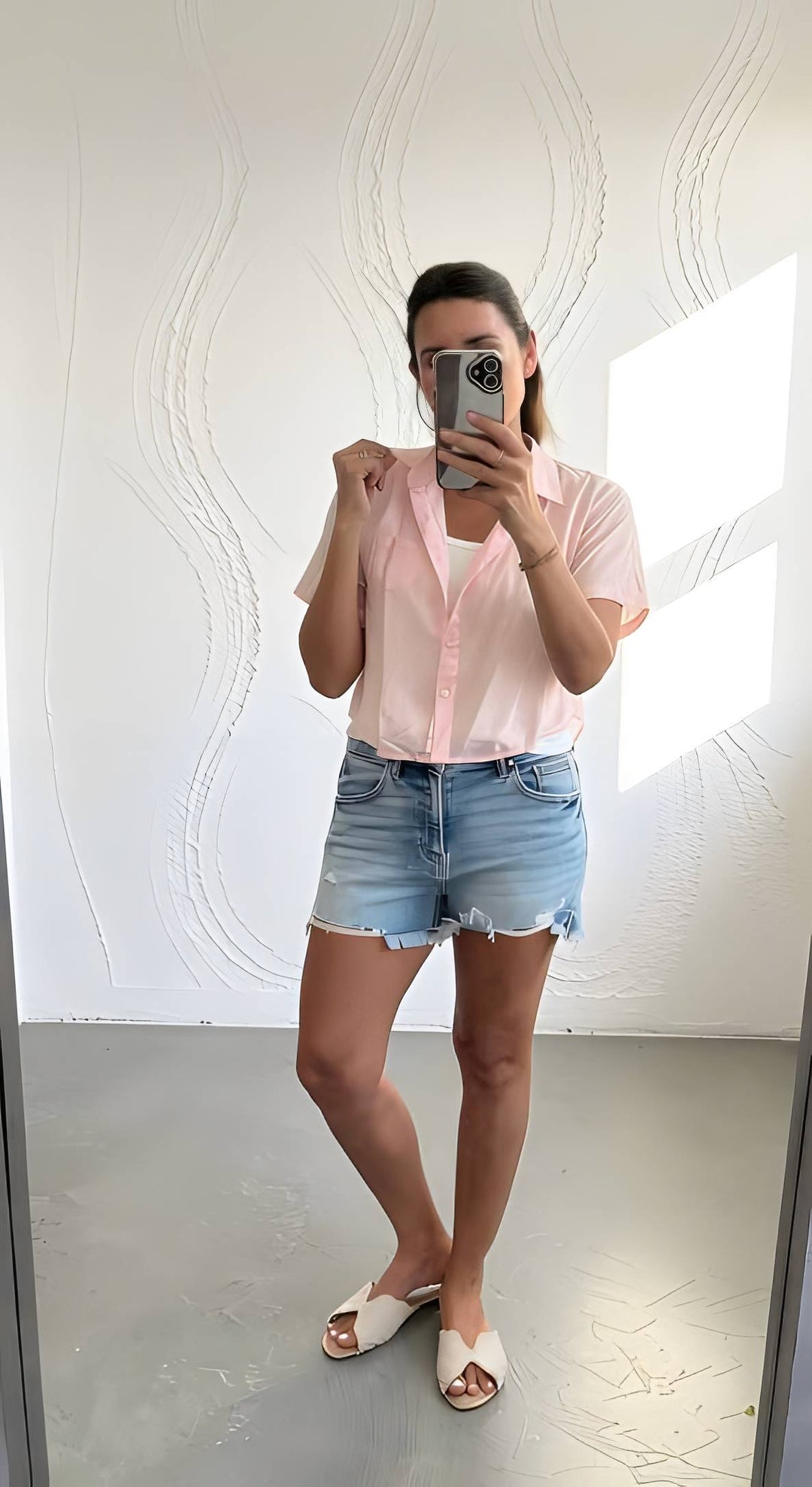 Pink Cropped Top With Ribbed Tank