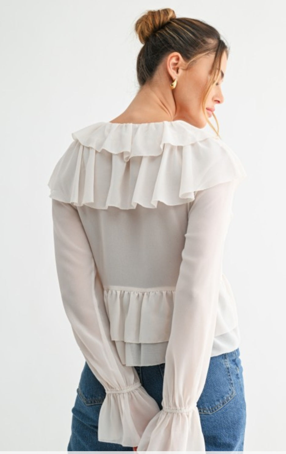 White Layered Ruffle Top