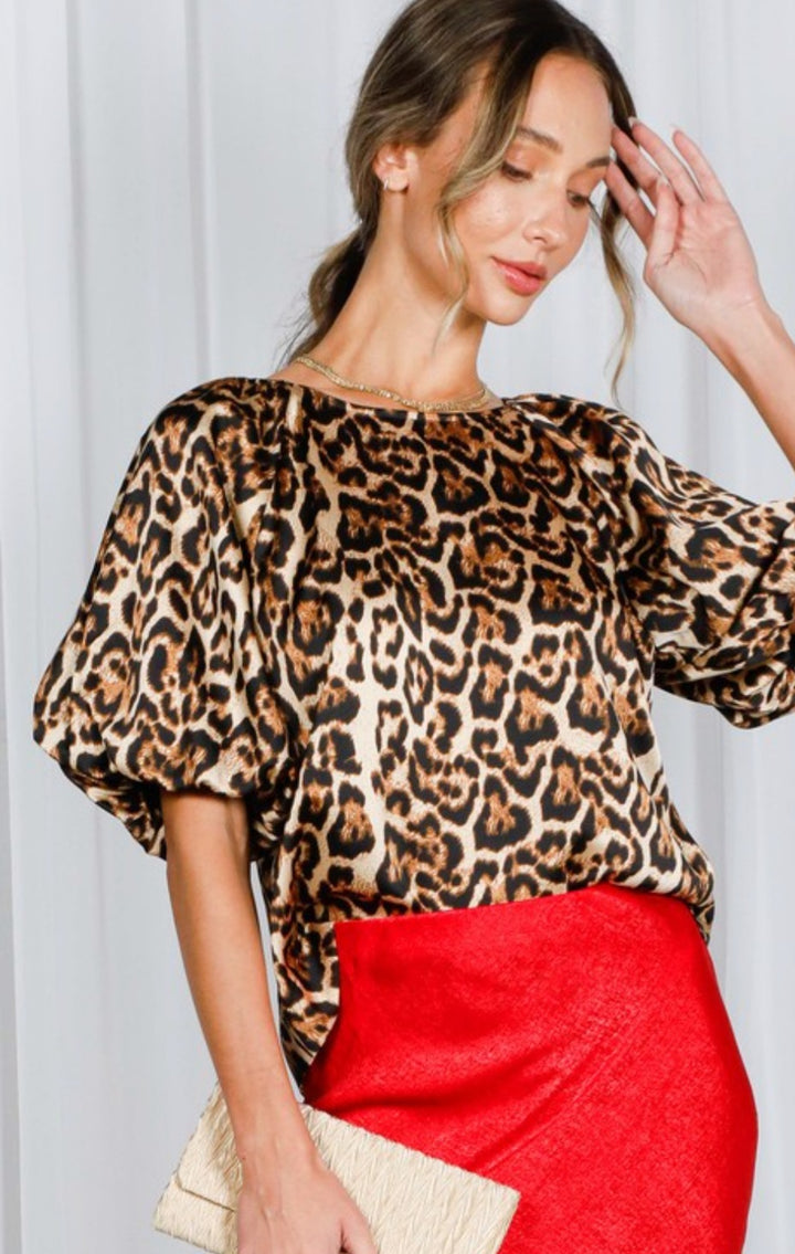 Leopard Print Satin Top