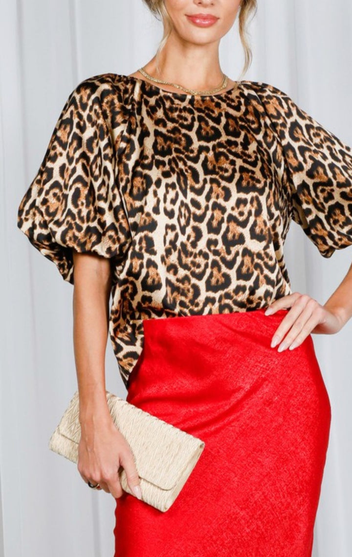 Leopard Print Satin Top