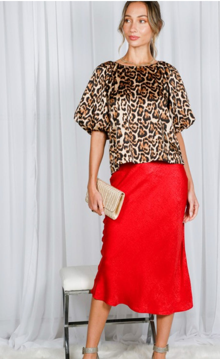 Leopard Print Satin Top