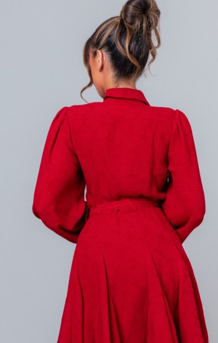 Wine Button Down Dress