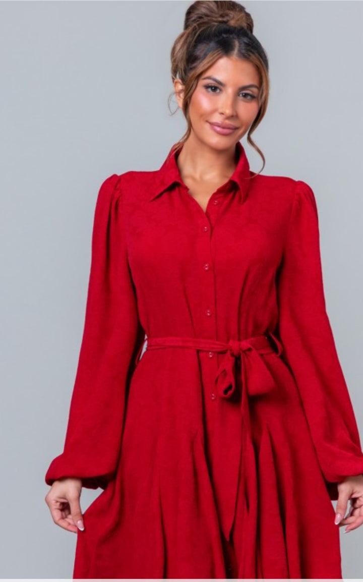 Wine Button Down Dress