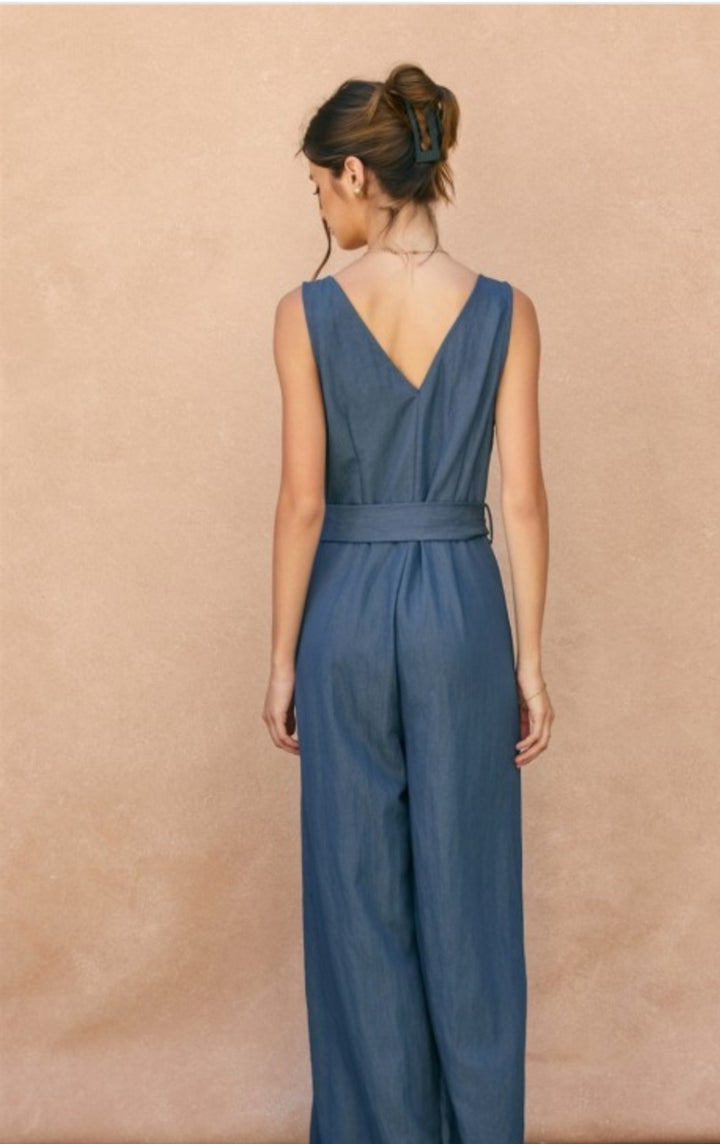 Dusty Blue Button Jumpsuit