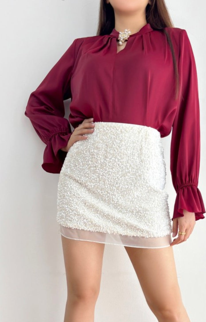 Cream Sequin Skirt
