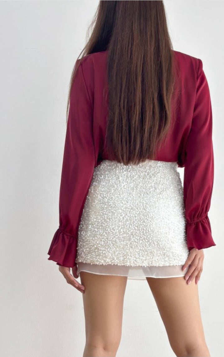 Cream Sequin Skirt