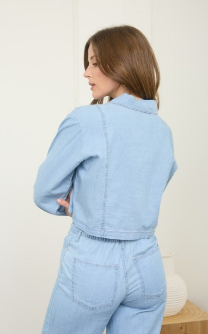 Denim Button Crop Top