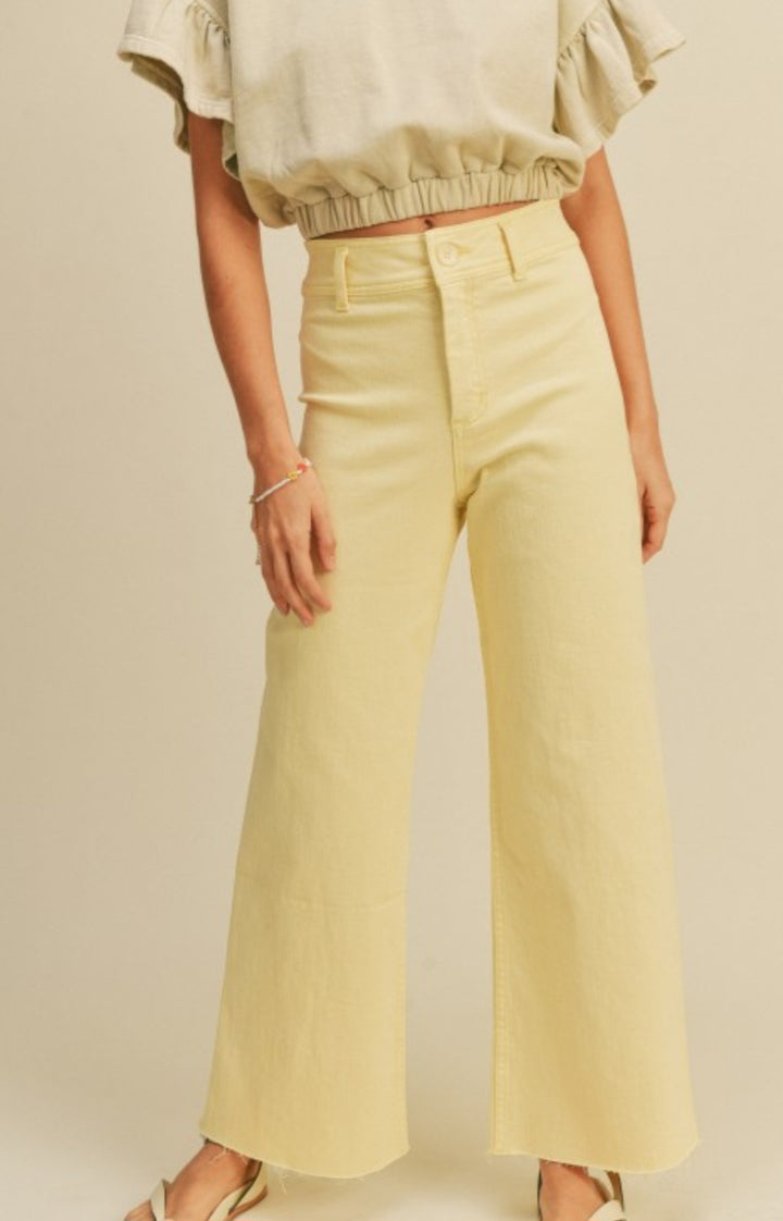 Yellow Denim Wide Leg Jeans