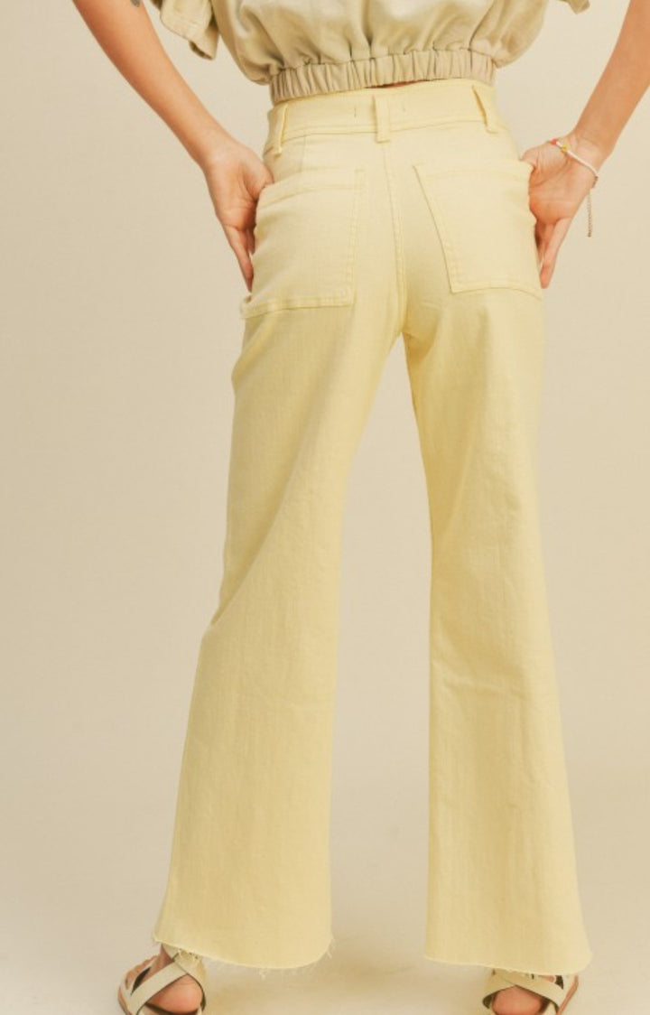 Yellow Denim Wide Leg Jeans