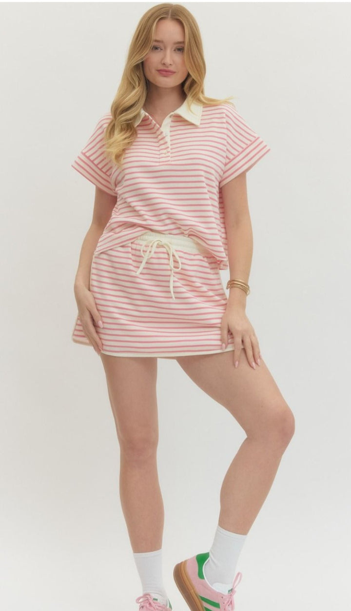 Pink Striped Knit Top