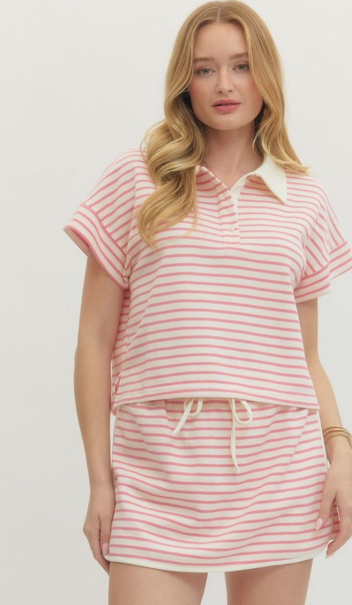 Pink Striped Knit Top