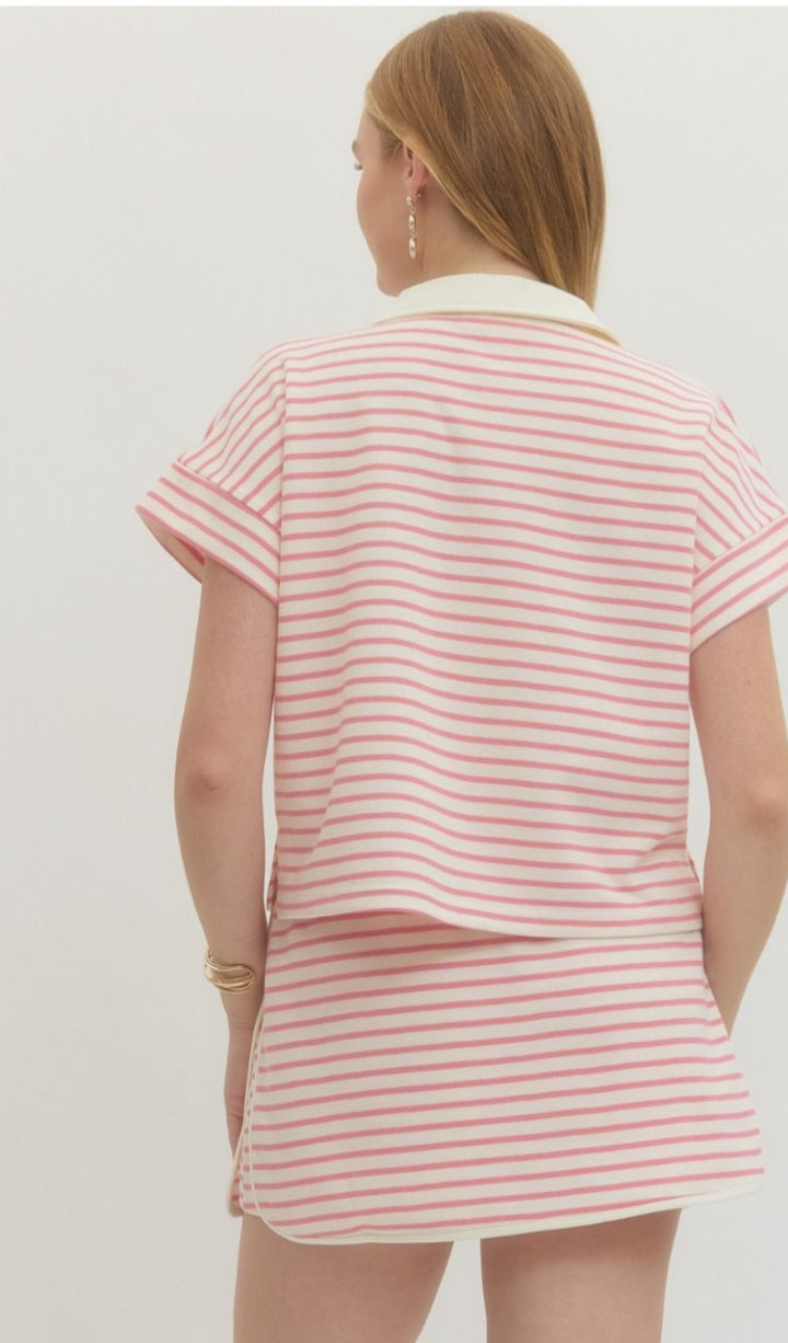 Pink Striped Knit Top