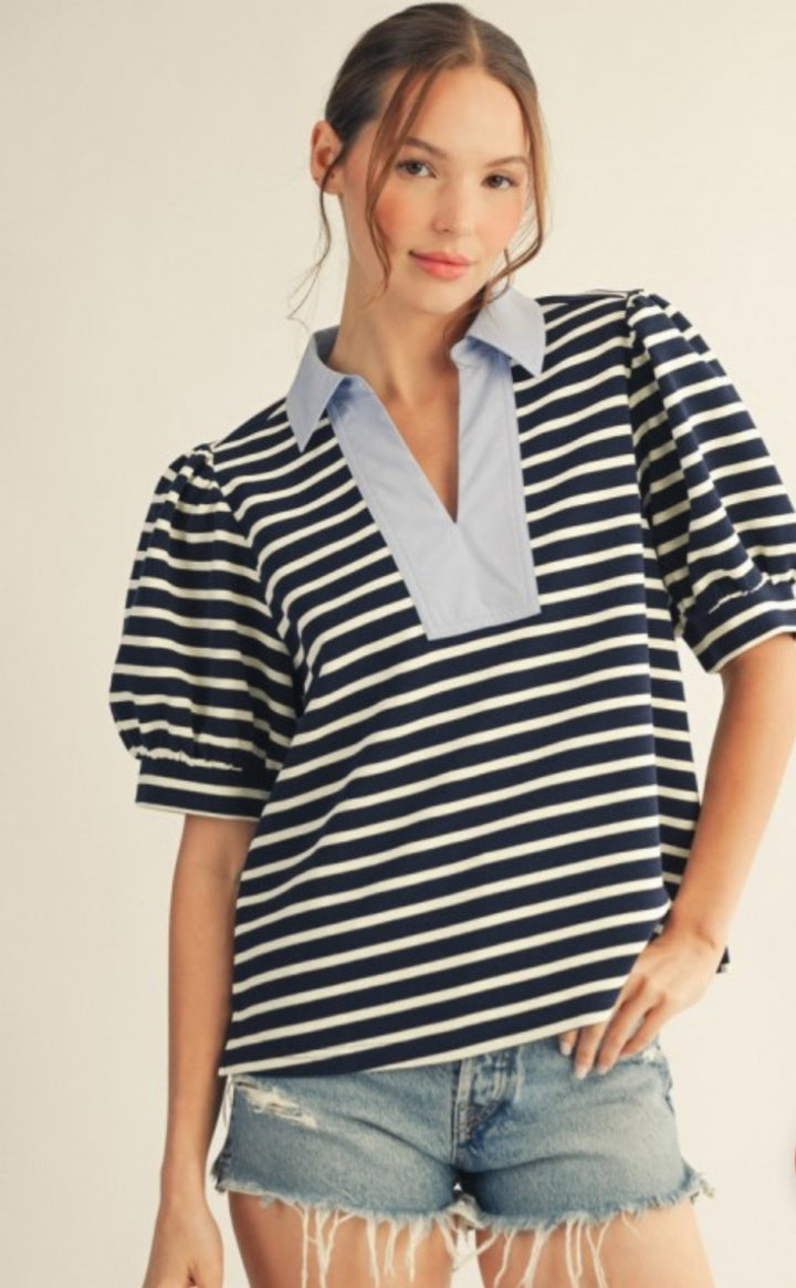 Navy Stripe Top