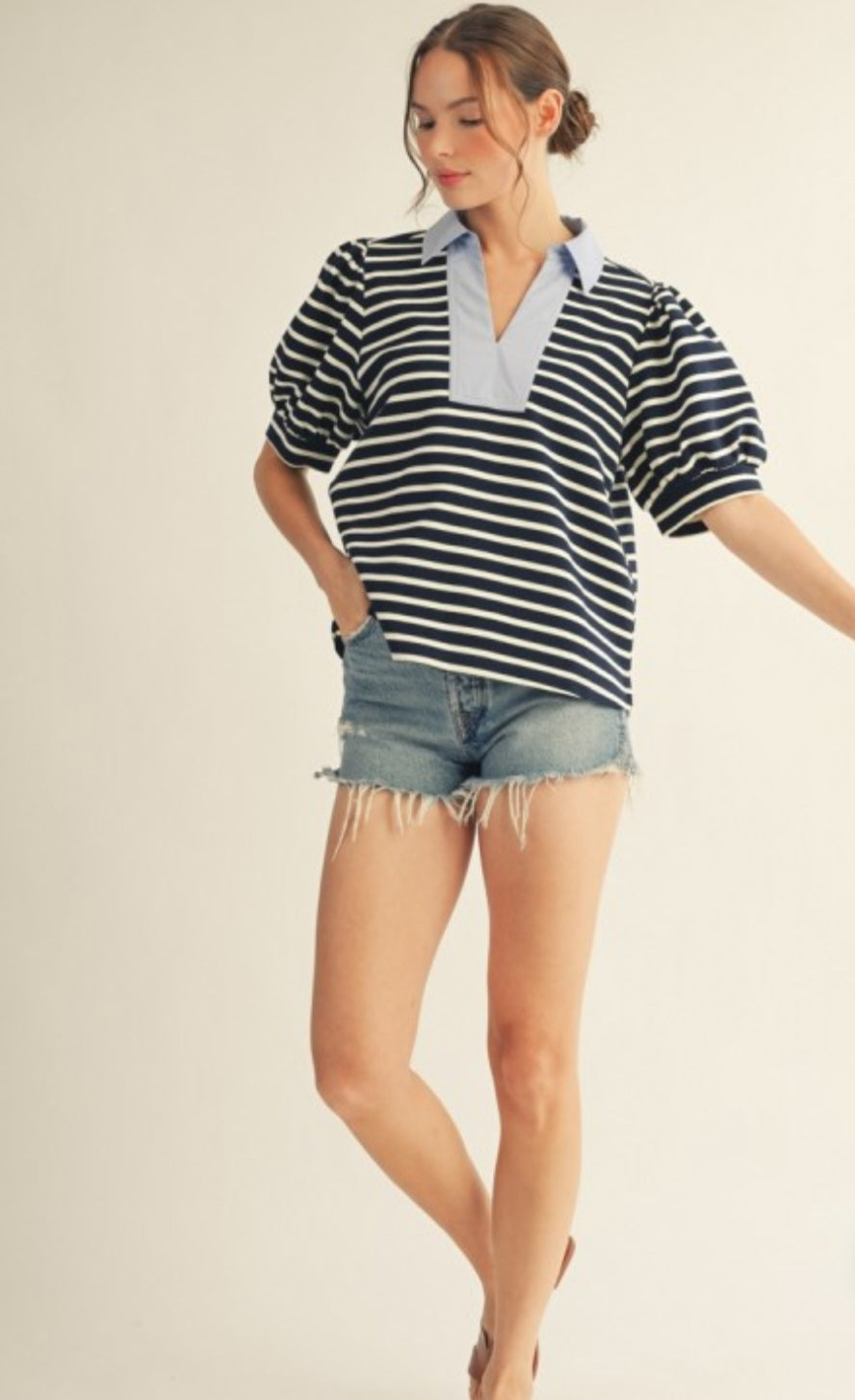 Navy Stripe Top