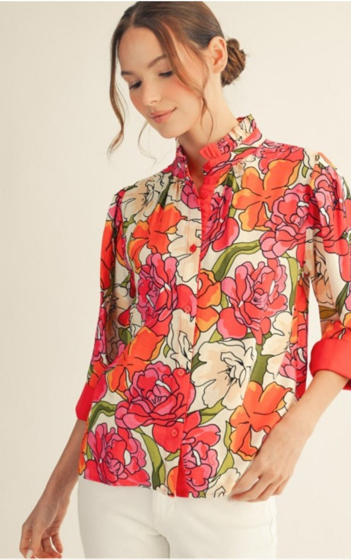 Red Floral Top