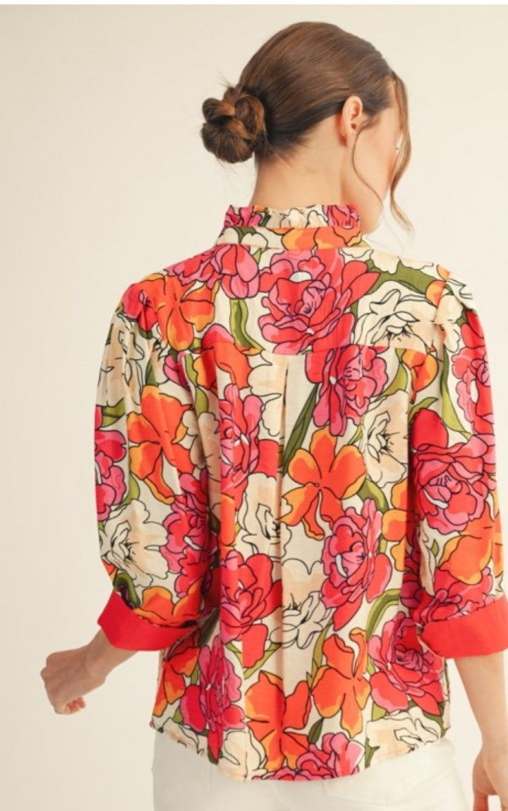 Red Floral Top