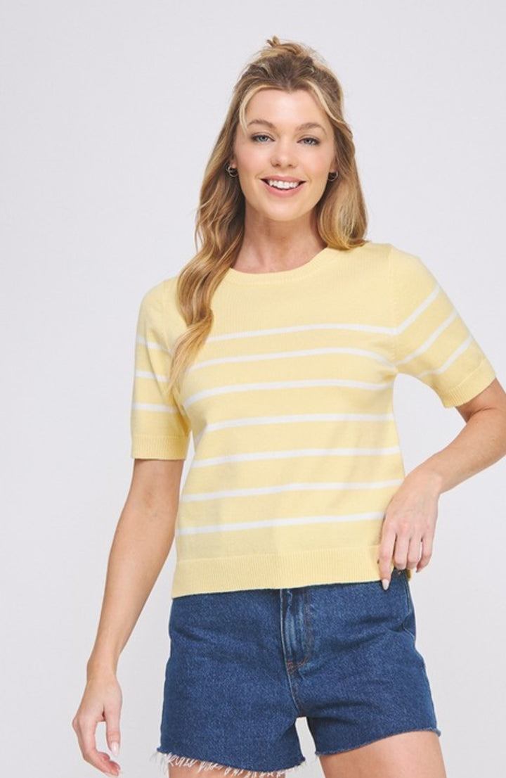 Yellow stripe knit top
