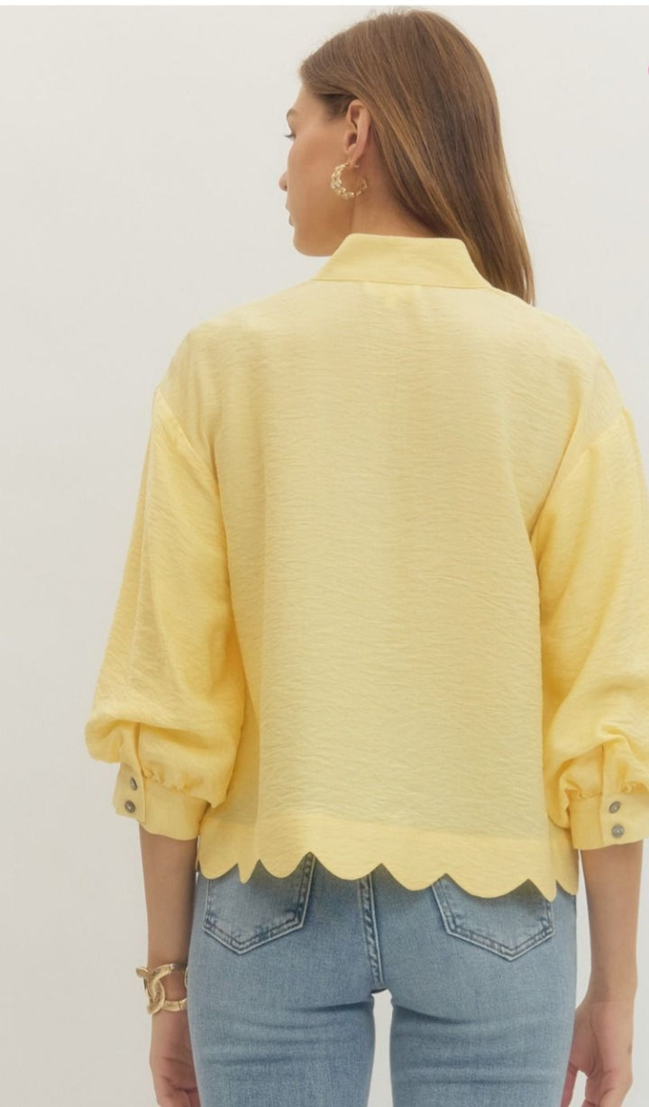 Yellow Scallop Hem Top
