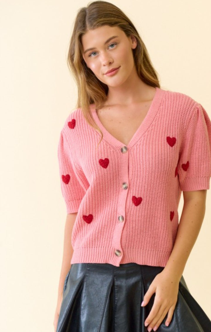 Pink Heart Cardigan