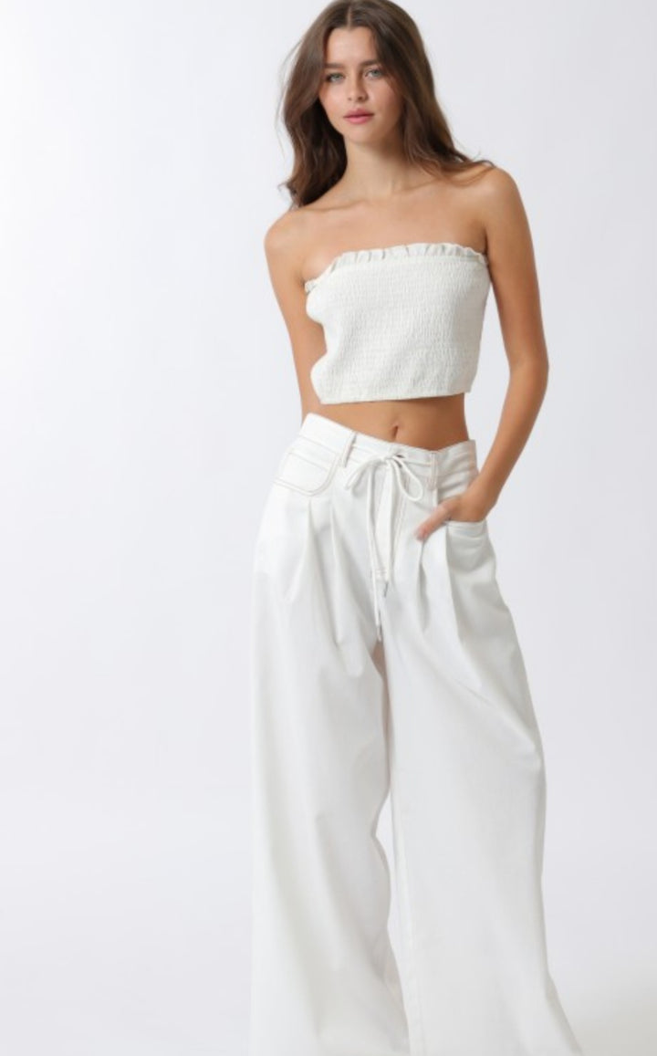 White Pleated Pants