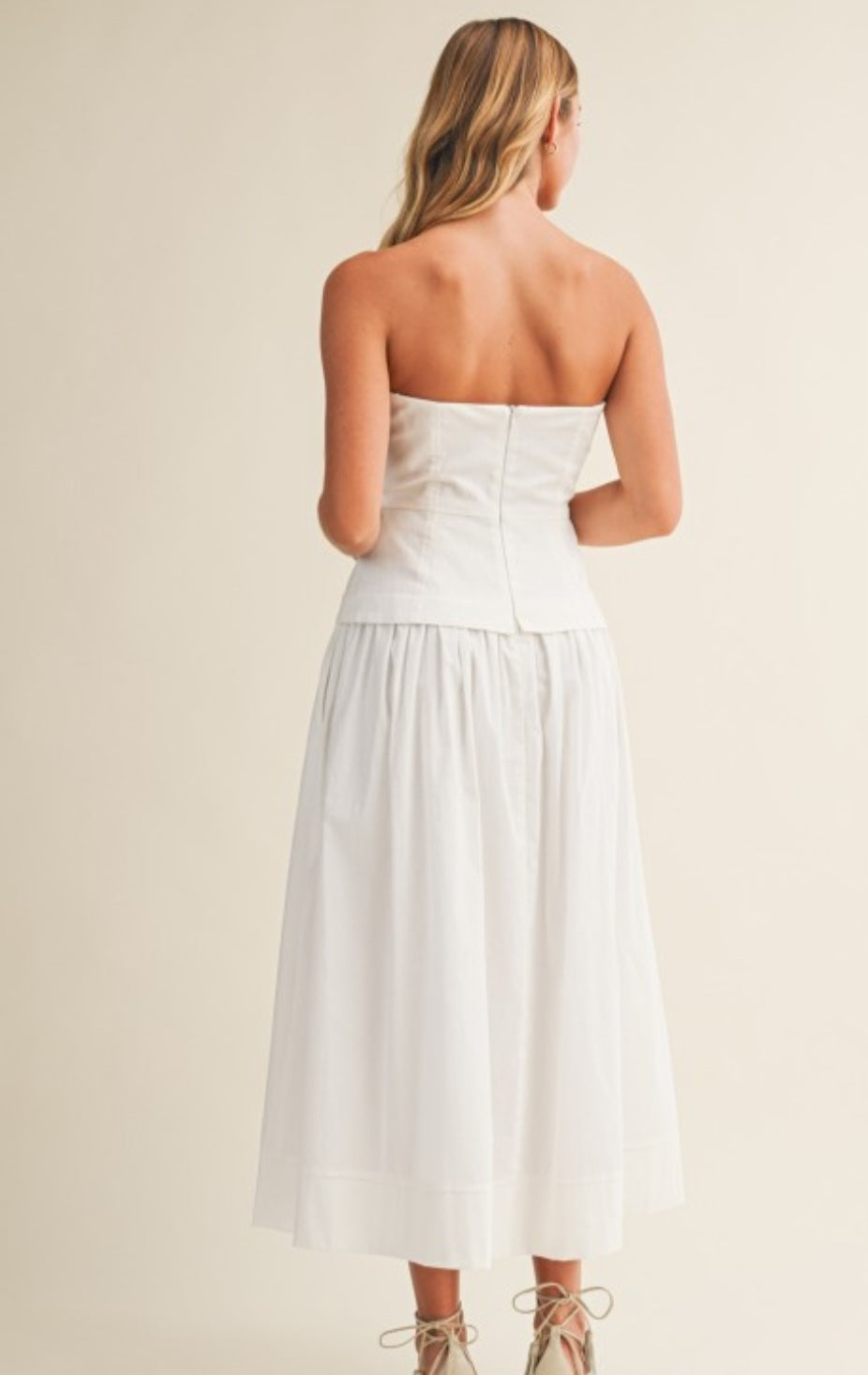 White Corset Strapless Dress