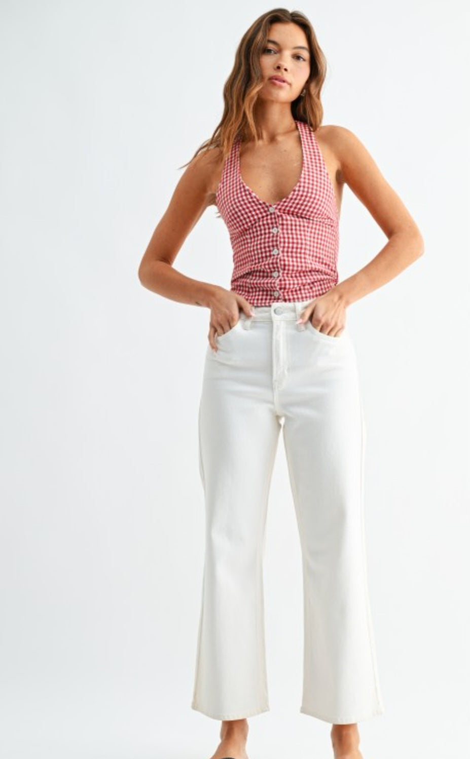 White Slim Wide Leg Jeans