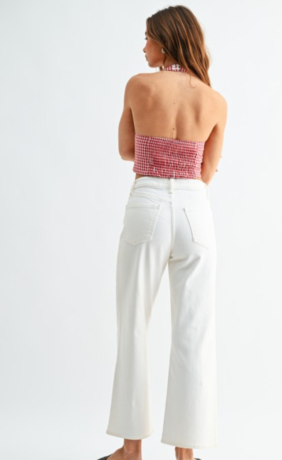 White Slim Wide Leg Jeans