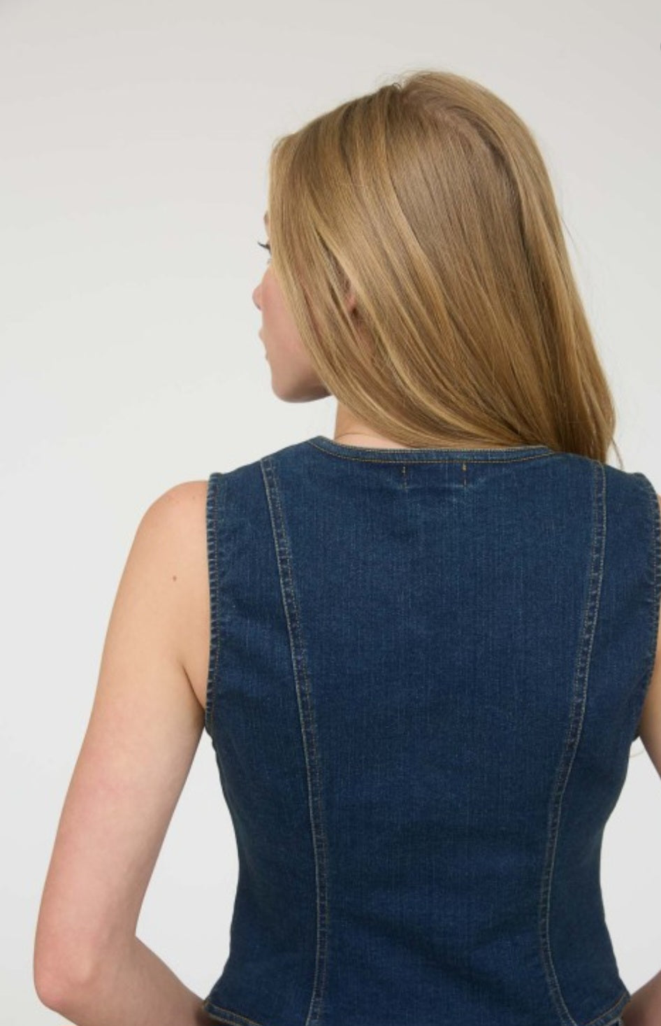Denim Button Vest