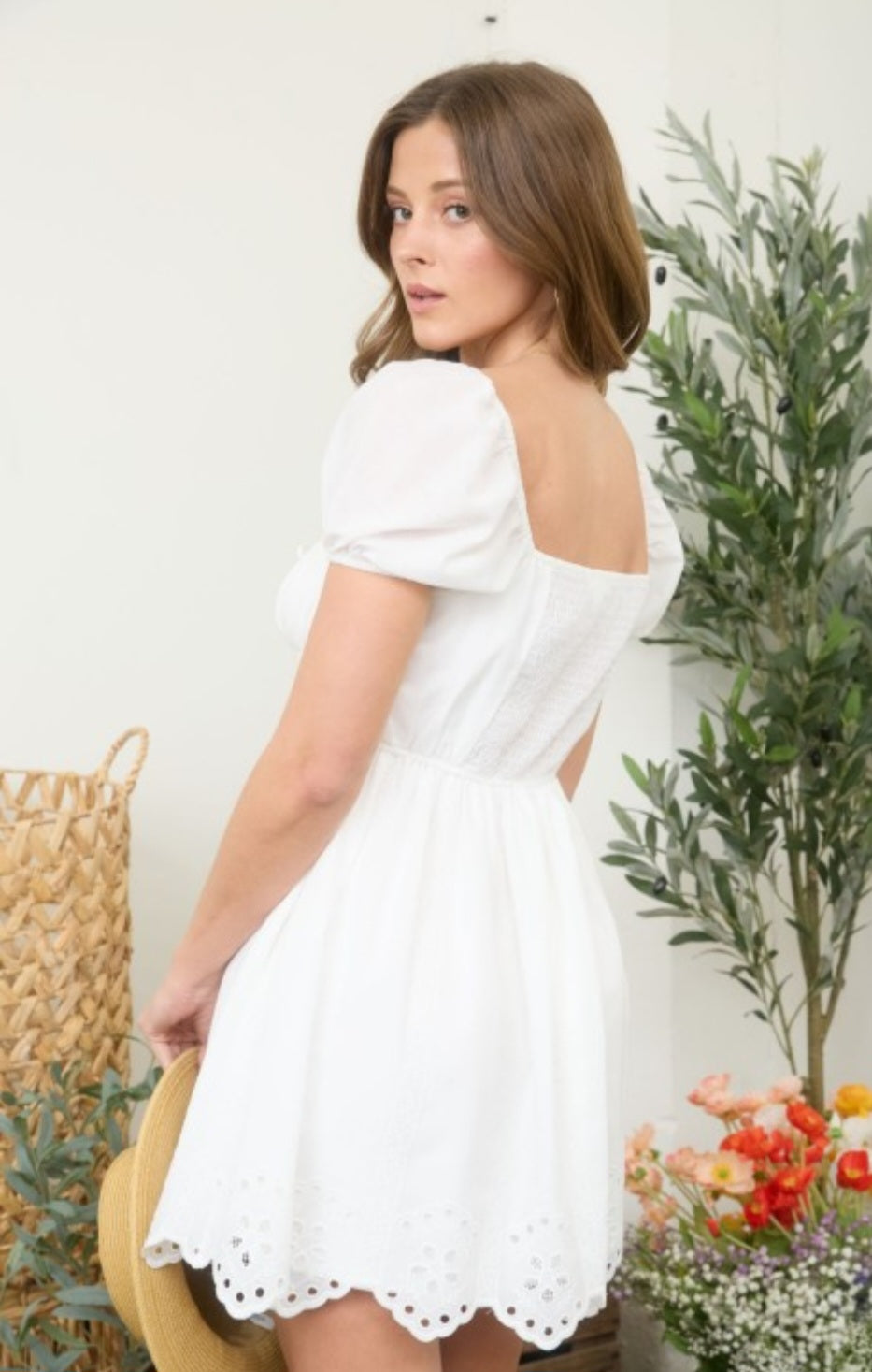 White Puff Sleeve Dress
