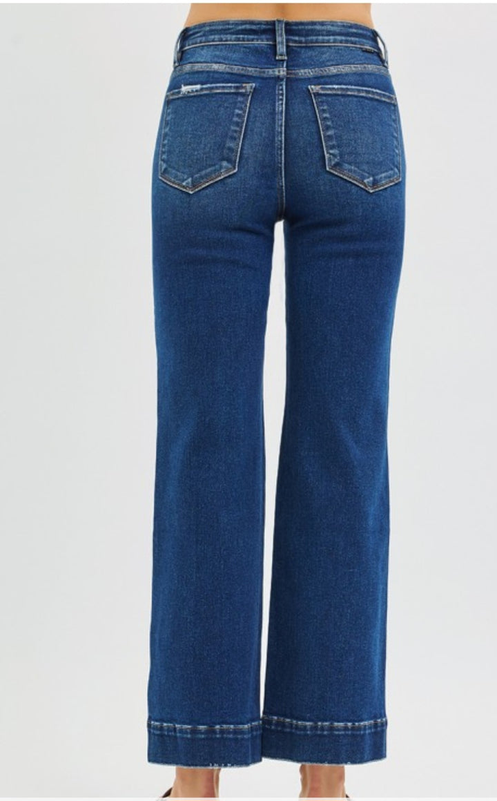 Dark High Rise Straight Jeans