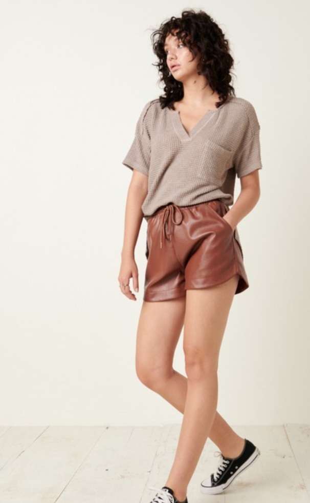 Brown Faux Leather Shorts