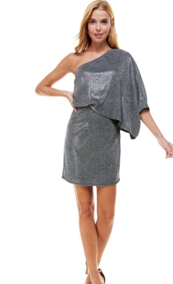 Silver One Shoulder Dress
